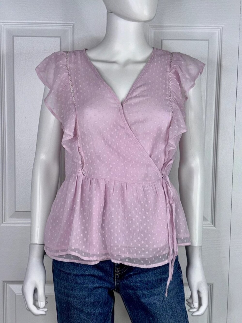 KOAJ women's short-sleeved wrap summer blouse medium